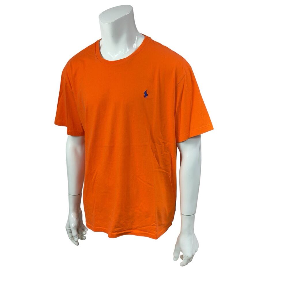 Polo Ralph Lauren Classic Fit T Shirt Mens XXL Orange Blue Pony Logo Cotton Tee